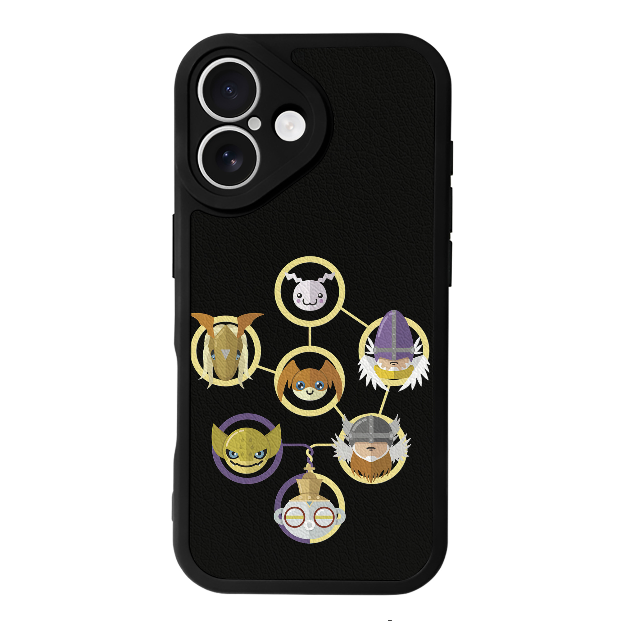 （画像用） Digimon デジタルモンスター/デジモン 【iPhone 16シリーズ対応】シリコンスマホケース（レザー調） 材質：シリコン